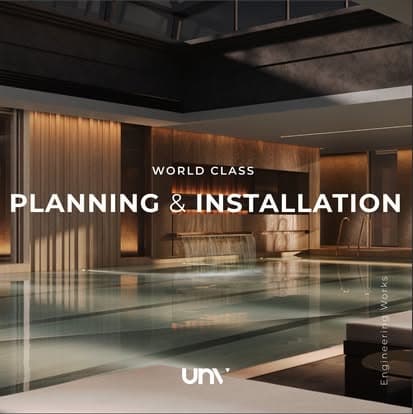 World Class spa — indoor pool hall, planning and installation visualization